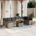 vidaXL 11-Piece Lounge Set with Cushions Poly Rattan Black