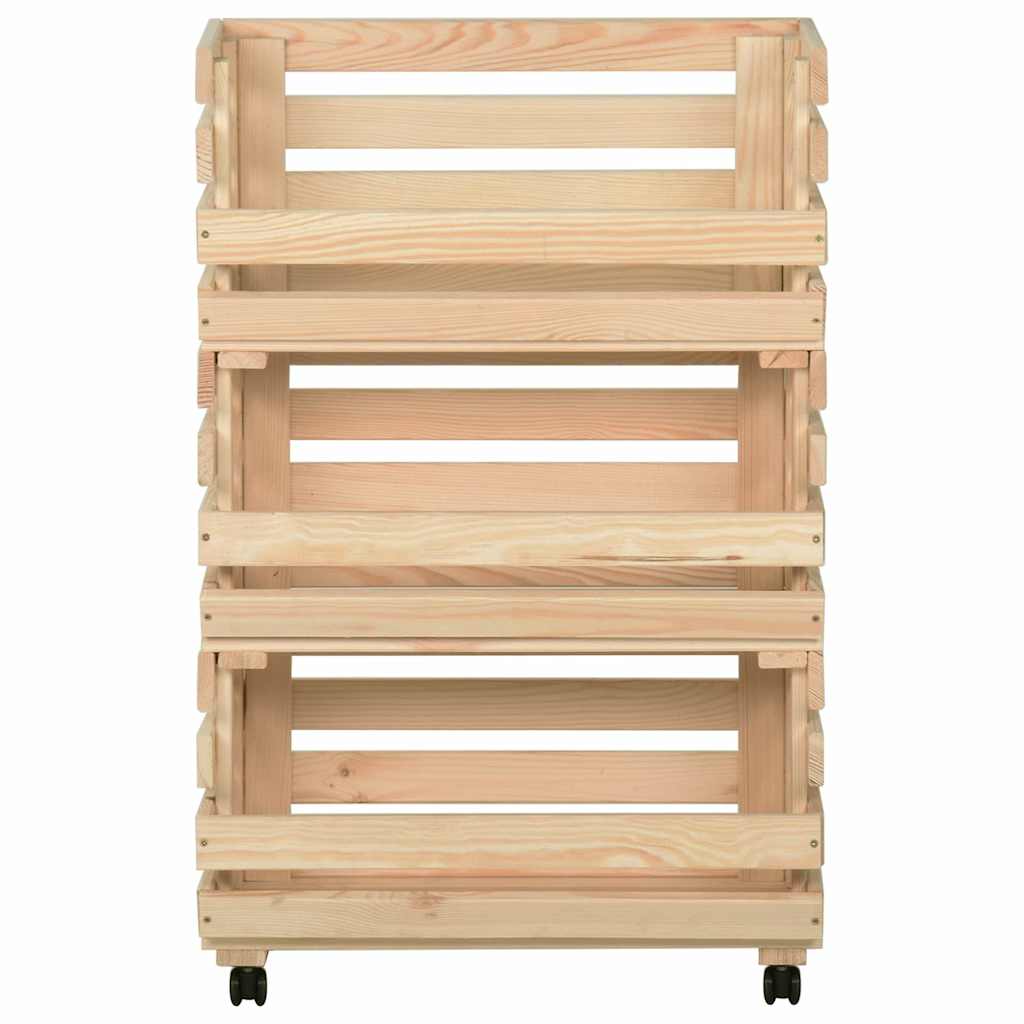vidaXL Groentetrolley 37x30x80 cm massief grenenhout