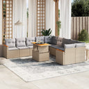 vidaXL 11-delige Loungeset met kussens poly rattan zwart