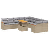 vidaXL 11-delige Loungeset met kussens poly rattan zwart