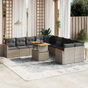 vidaXL 11-delige Loungeset met kussens poly rattan zwart