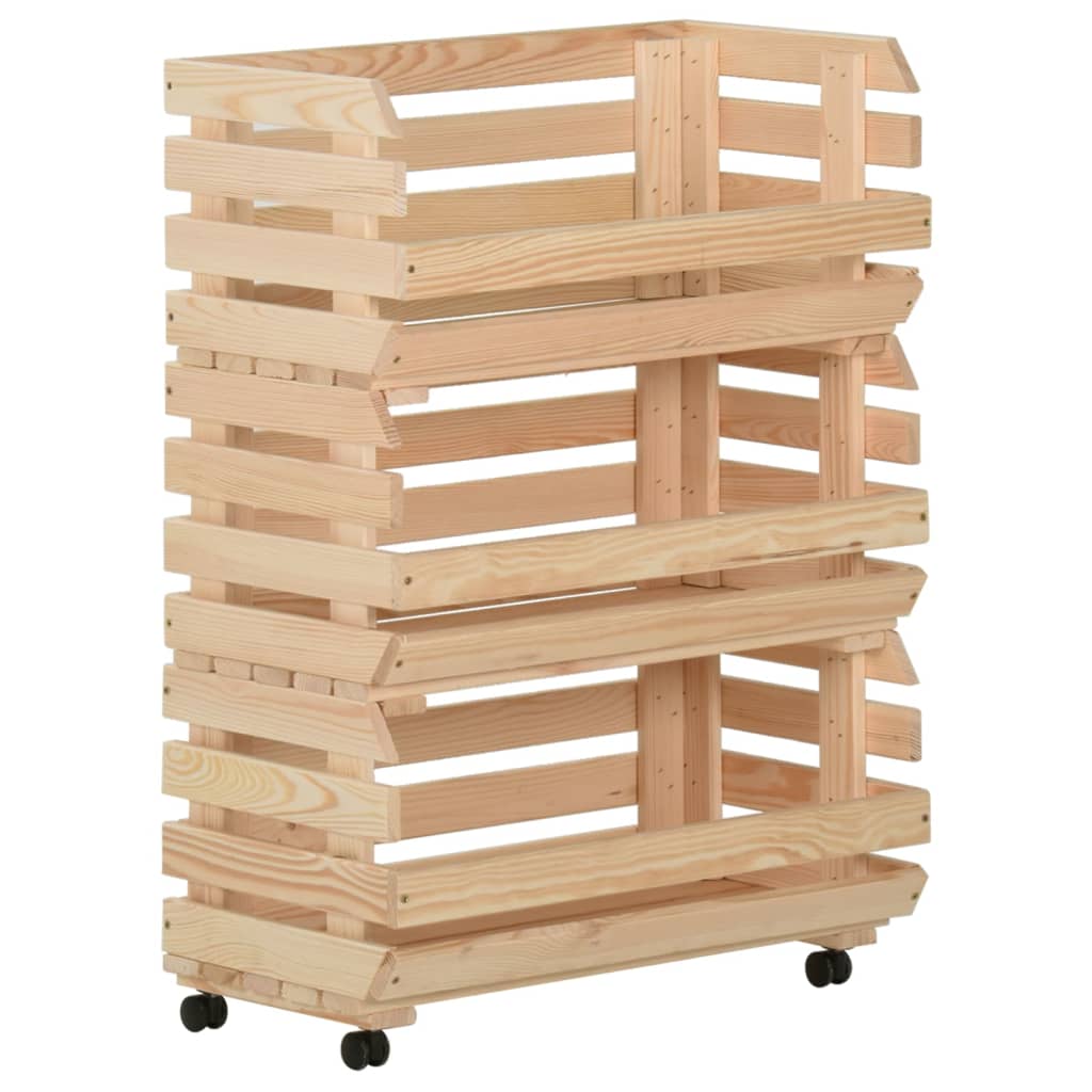 vidaXL Groentetrolley 37x30x80 cm massief grenenhout