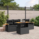 vidaXL 5-piece Lounge Set with Cushions Poly Rattan Black