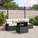 vidaXL 5-piece Lounge Set with Cushions Poly Rattan Black