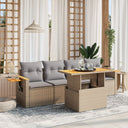 vidaXL 5-piece Lounge Set with Cushions Poly Rattan Black