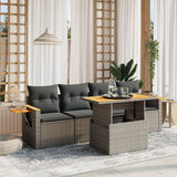 vidaXL 5-piece Lounge Set with Cushions Poly Rattan Black