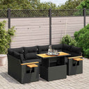 vidaXL 7-delige Loungeset met kussens poly rattan zwart