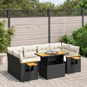 vidaXL 7-delige Loungeset met kussens poly rattan zwart