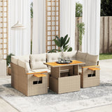 vidaXL 7-delige Loungeset met kussens poly rattan zwart