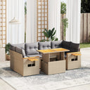 vidaXL 7-delige Loungeset met kussens poly rattan zwart
