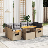 vidaXL 7-delige Loungeset met kussens poly rattan zwart