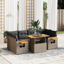 vidaXL 7-delige Loungeset met kussens poly rattan zwart