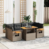 vidaXL 7-delige Loungeset met kussens poly rattan zwart
