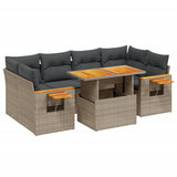 vidaXL 7-delige Loungeset met kussens poly rattan zwart