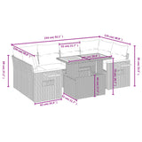 vidaXL 7-delige Loungeset met kussens poly rattan zwart