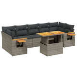 vidaXL 8-delige Loungeset met kussens poly rattan zwart
