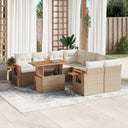 vidaXL 9-delige Loungeset met kussens poly rattan zwart