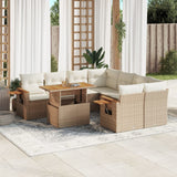 vidaXL 9-delige Loungeset met kussens poly rattan zwart