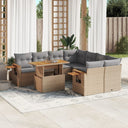 vidaXL 9-delige Loungeset met kussens poly rattan zwart