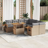 vidaXL 9-delige Loungeset met kussens poly rattan zwart