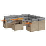 vidaXL 9-delige Loungeset met kussens poly rattan zwart