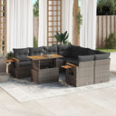 vidaXL 9-delige Loungeset met kussens poly rattan zwart