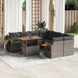vidaXL 9-delige Loungeset met kussens poly rattan zwart