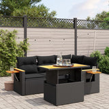 vidaXL 5-piece Lounge Set with Cushions Poly Rattan Black