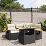 vidaXL 5-piece Lounge Set with Cushions Poly Rattan Black