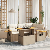 vidaXL 5-piece Lounge Set with Cushions Poly Rattan Black