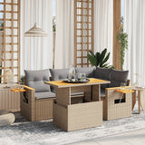 vidaXL 5-piece Lounge Set with Cushions Poly Rattan Black