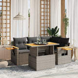 vidaXL 5-piece Lounge Set with Cushions Poly Rattan Black