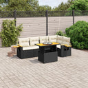 vidaXL 6-delige Loungeset met kussens poly rattan zwart