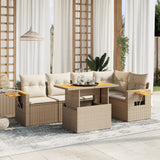 vidaXL 6-delige Loungeset met kussens poly rattan zwart