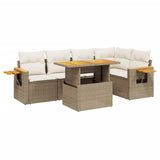 vidaXL 6-delige Loungeset met kussens poly rattan zwart