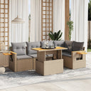 vidaXL 6-delige Loungeset met kussens poly rattan zwart