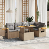 vidaXL 6-delige Loungeset met kussens poly rattan zwart