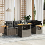 vidaXL 6-delige Loungeset met kussens poly rattan zwart