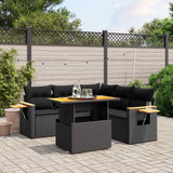 vidaXL 6-piece Lounge Set with Cushions Poly Rattan Black