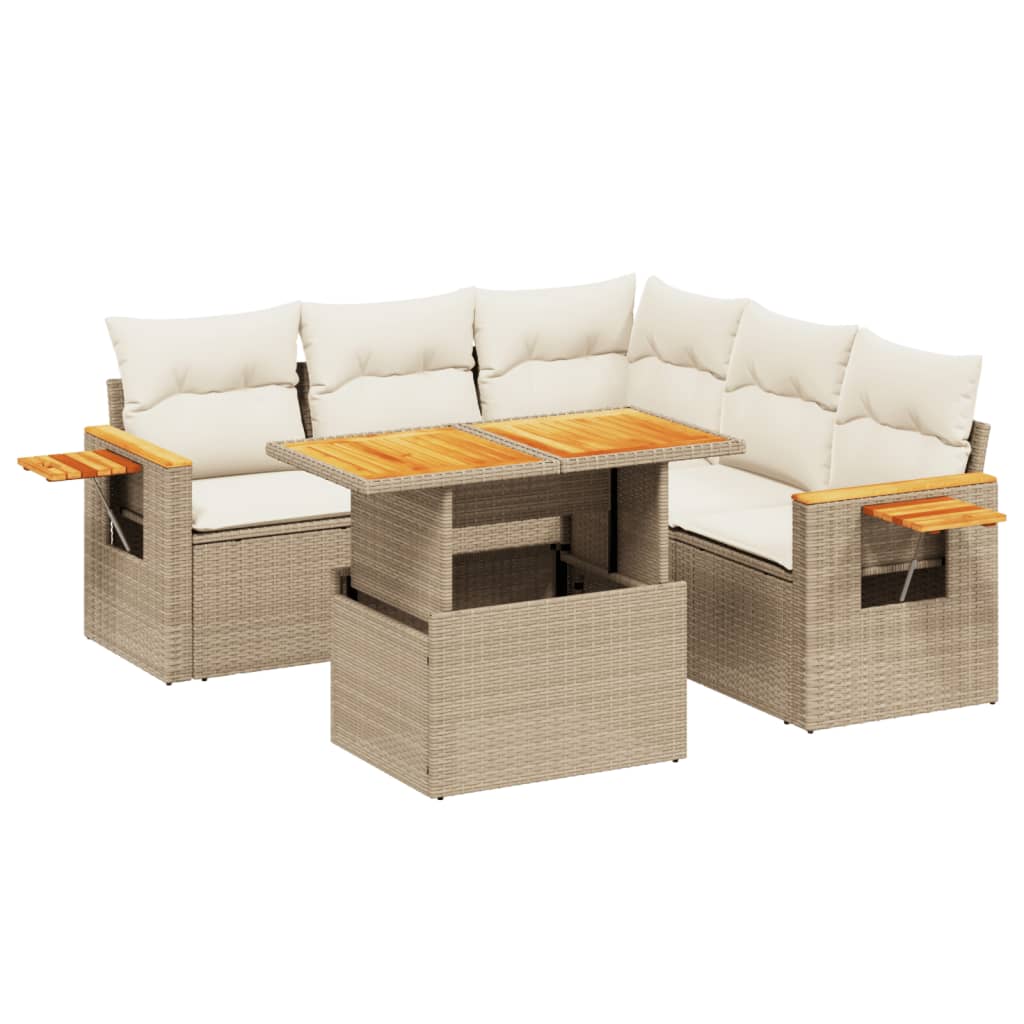 vidaXL 6-piece Lounge Set with Cushions Poly Rattan Black