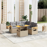 vidaXL 6-piece Lounge Set with Cushions Poly Rattan Black