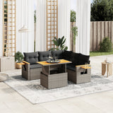 vidaXL 6-piece Lounge Set with Cushions Poly Rattan Black