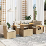 vidaXL 6-delige Loungeset met kussens poly rattan zwart
