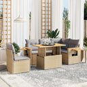 vidaXL 6-delige Loungeset met kussens poly rattan zwart