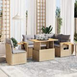 vidaXL 6-delige Loungeset met kussens poly rattan zwart
