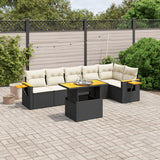 vidaXL 7-delige Loungeset met kussens poly rattan zwart