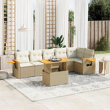 vidaXL 7-delige Loungeset met kussens poly rattan zwart