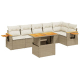 vidaXL 7-delige Loungeset met kussens poly rattan zwart