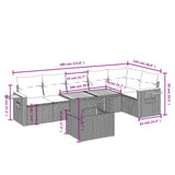 vidaXL 7-delige Loungeset met kussens poly rattan zwart