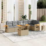 vidaXL 7-delige Loungeset met kussens poly rattan zwart